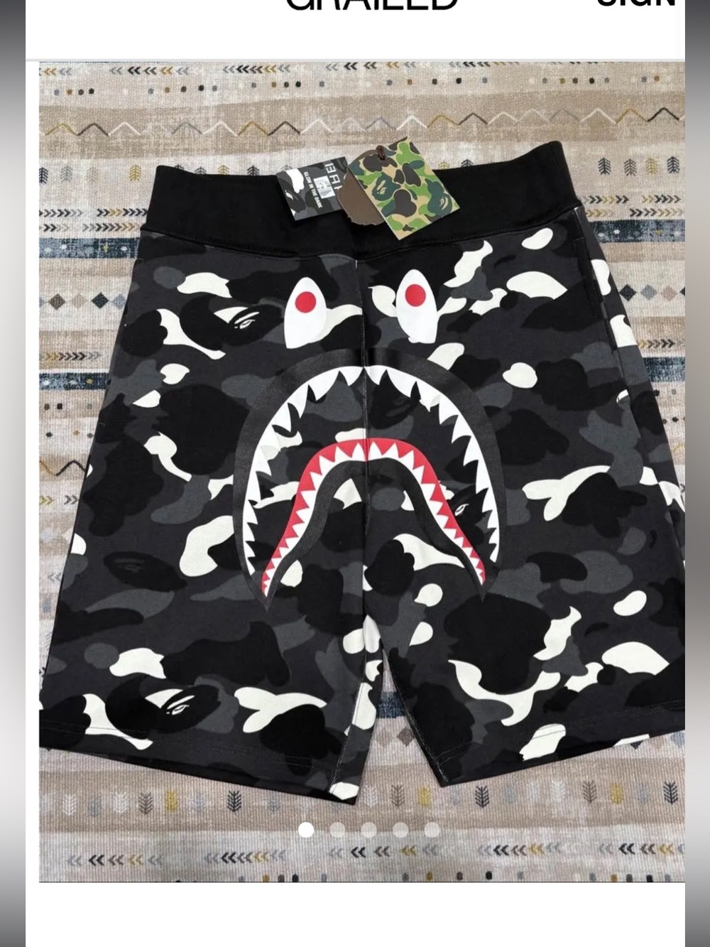 camo bape shark sweat shorts men’s small NWT